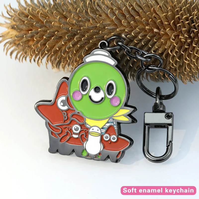 China wholesale high quality keychain manufacturer personalized cute logo enamel metal keychain customization