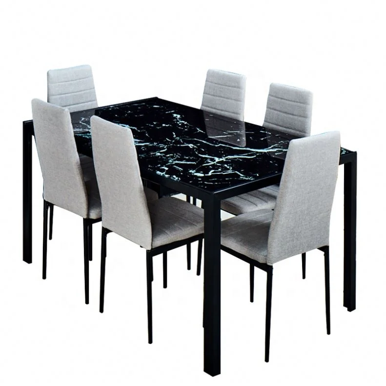 Современный роскошный обеденный стол на 4 - 6 мест из нержавеющей стали с мраморным верхом, обеденный стол из закаленного стекла