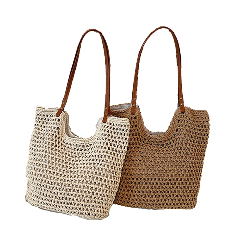 Retro handmade woven bag leisure cotton line shoulder bag woolen Tote bag for shopping
