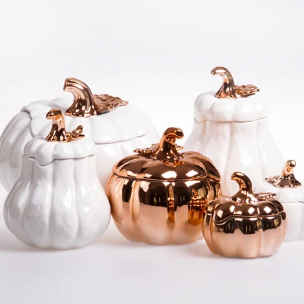 Gold ceramic pumpkin candle jars