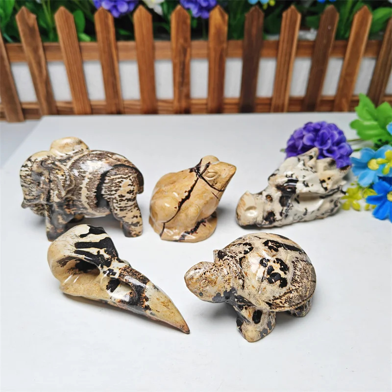 Wholesale Crystals Stones New Design Picture Jasper Animal Carvings Dog Cat Elephant Crystals Healing Stones For Gift