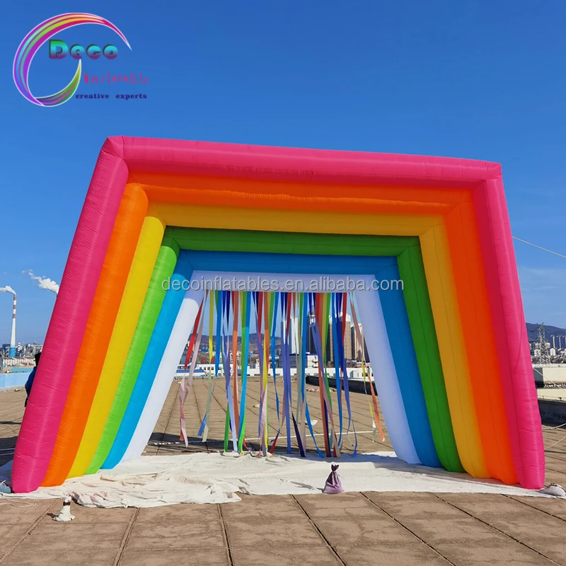 Giant Entrance Gate Inflatable Square Rainbow Arch For Wedding And Advertising