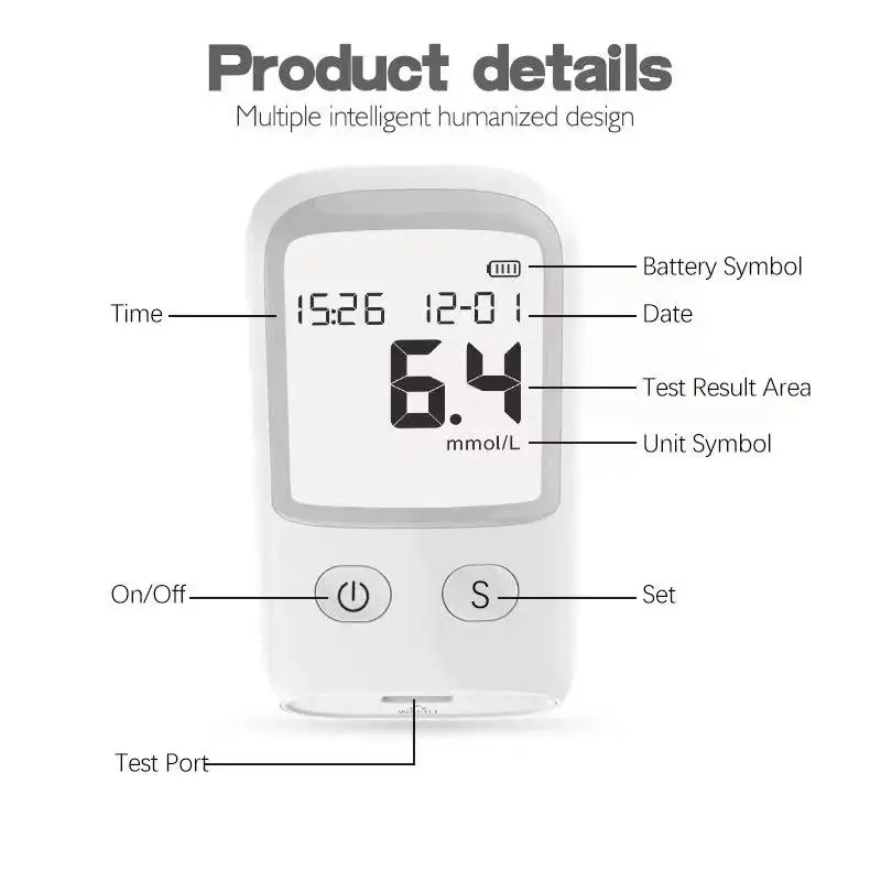 Medical Blood Glucose Meter with Test Strip and Blood Collection Needle House-Service Detector Tester for Elderly People