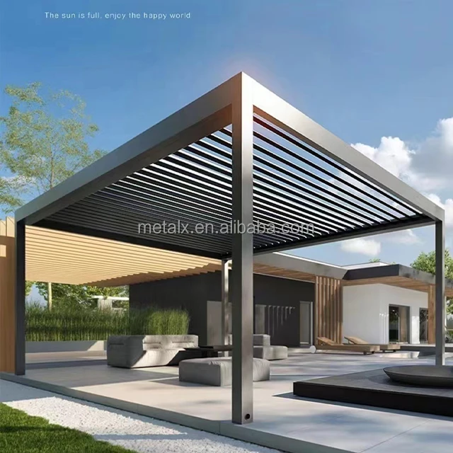 Wholesale Aluminum Waterproof Structuur Acoustic Cealing Aluminium Park Custom Designs Pergola