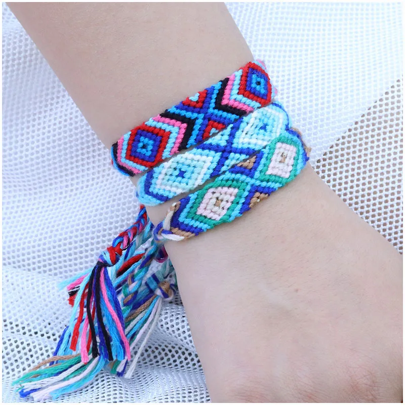 adjustable Nepal Ethnic Hand Woven Colorful String Bracelets Women BOHO Cotton thread knotted Friendship Bracelets Anklet Gifts.jpg