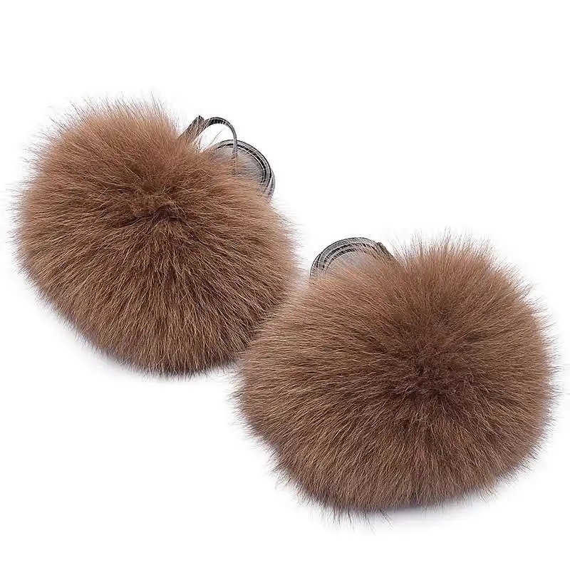  New Style Popular wholesale Real Fox Fur PVC Soft Comfortable Insole With Back Strap Kids