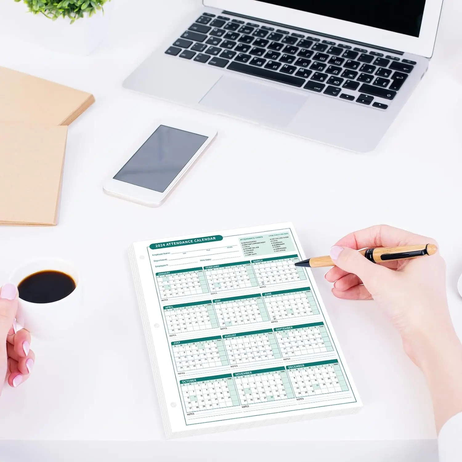 calendar card Special attendance for English card paper work attendance card Attendance Sheets for 3 Hole Binder Employee Record