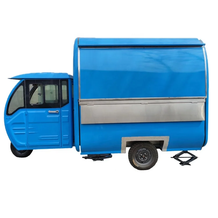 Multi-functional Camping Mobile Kitchen Three Wheels Mobile Food Kiosk Piaggio Ape Hamburger Cart Truck With Waffle Machine