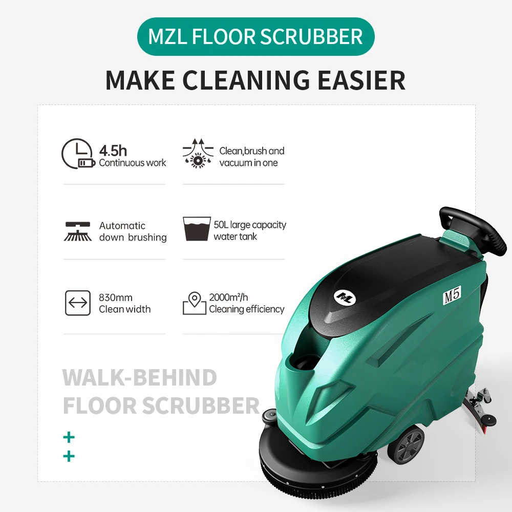 Floor Cleaning Machine 50L Clean Water Tank Mini Floor Scrubber