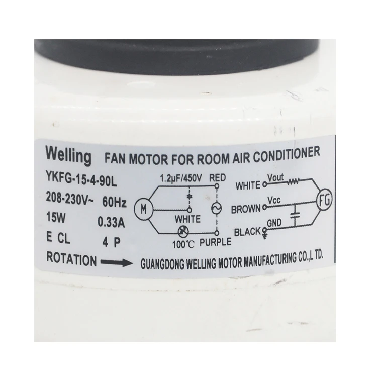 Welling YKFG-15-4-90L shaded pole fan motors frequency conversion air conditioning plastic fan motor for L G  Sam sung equipment