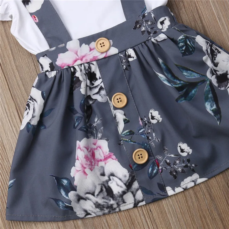 Summer 0-3yrs 2pcs rompers and florals set girls short mini skirt and top