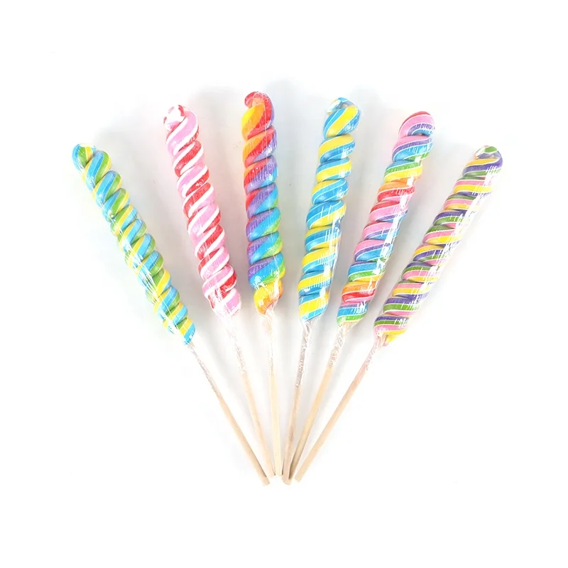 Tropical fruit Flavor Handmade Unicorn shape Solid Swirl Stick Lollipop Candy
