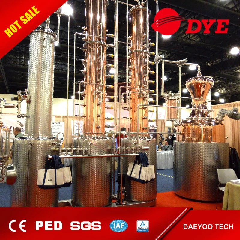 DYE 75% 96%abv spirits making machine copper distillery equipments for sale