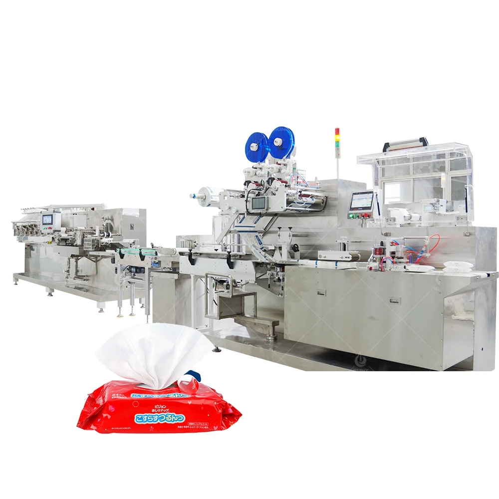 Full Automatic 50Pcs Package Wet Wipes Raw Material Manufacturing Machinery Cleaning Wipes Equipment Supplier