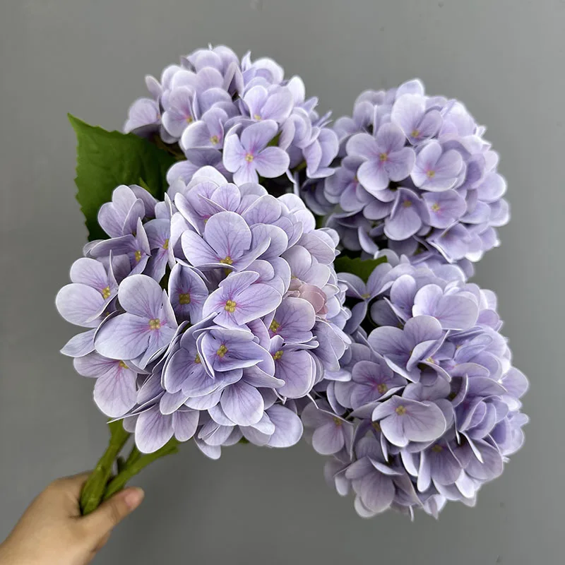 High Quality Real Touch Hydrangea for Wedding Decoration 3D Printed Hydrangea PINK PURPLE Flower Wholesale 48CM