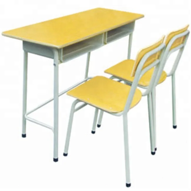 School Student Desk and Chair Fixed Child Bed Room Furniture Set Environmental Wooden Study Table Chair Designs