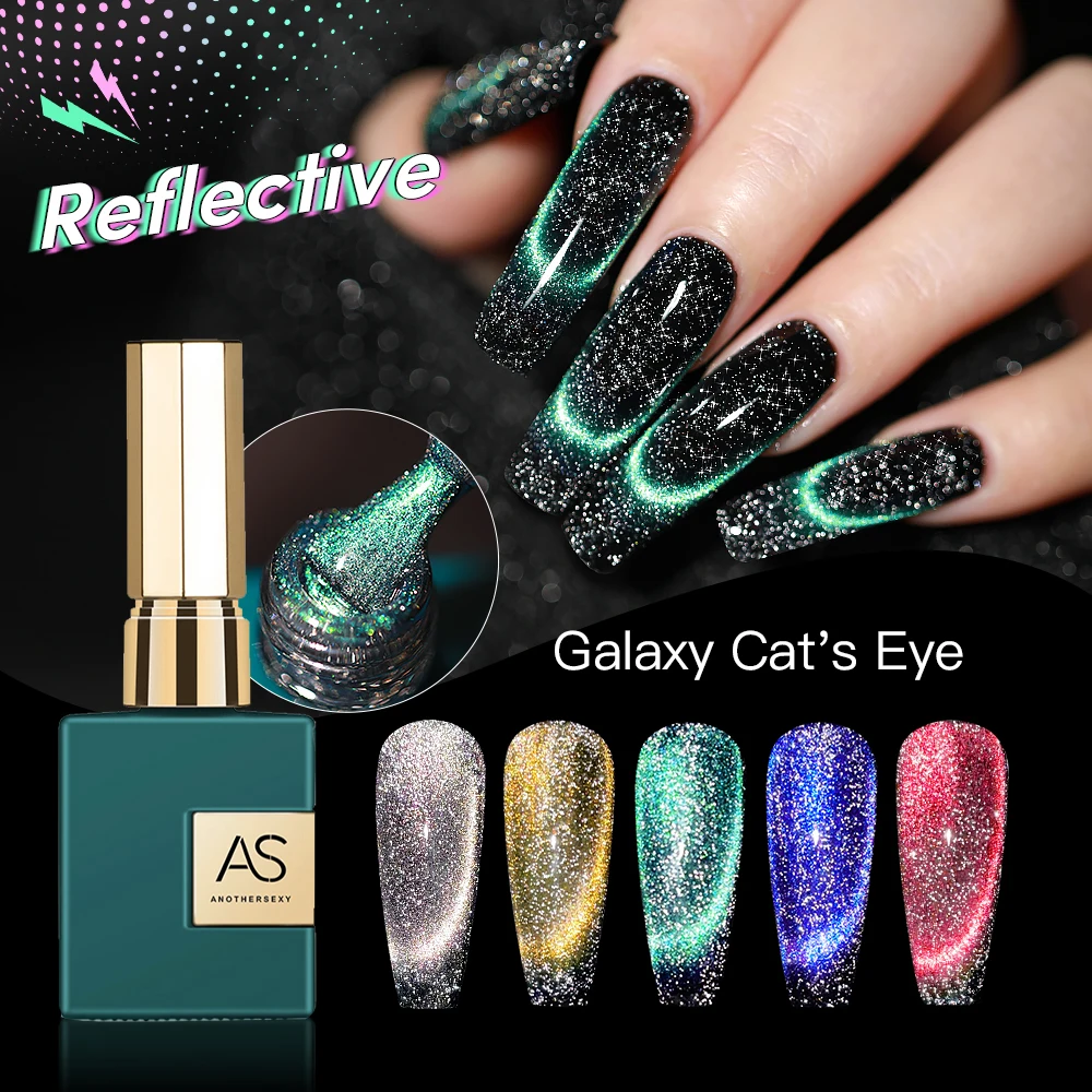 AS Wholesale Price 9D Reflective Dynamic 15ml Cat Magnetic Gel Nail Polish 2 Different Color Magnetic Effect Cateye Varnish