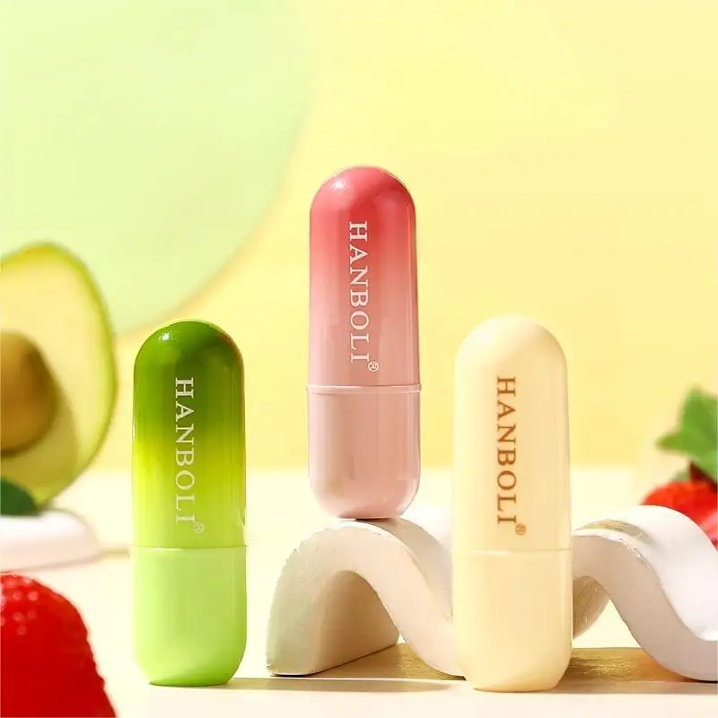 HANBOLI Wholesale Moisturizing Lipstick Set Fade Lip Lines Strawberry Avocado Flavor Nourishing Lip Balm