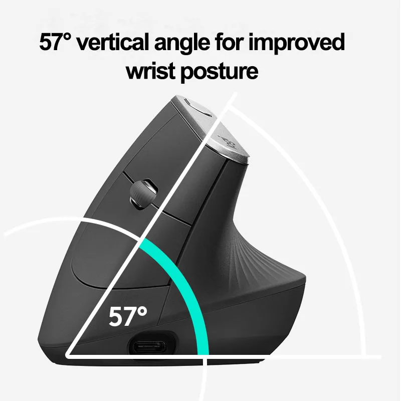 Logitech MX Vertical Mouse Wireless Mouse Office Vertical Mouse Ergonomic Design Black with Wireless 2.4G Receiver