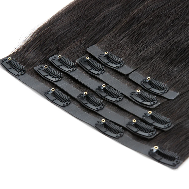 100% Human Hair Extensions Vendor With Wholesale Seamless Clip In Double Drawn PU Clip In Hair Extension