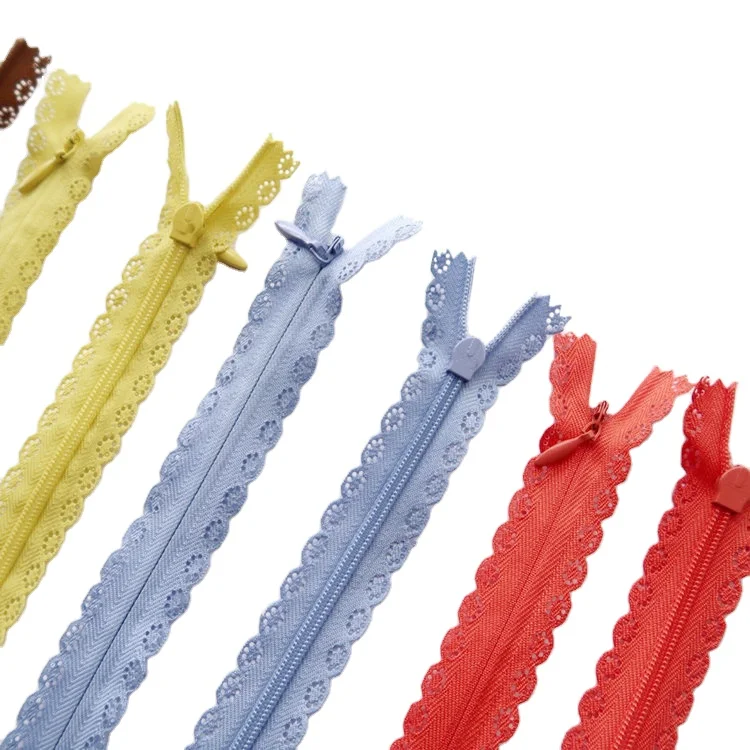 High Quality 3# nylon invisible zipper close-end zipper Colorful lace accessories