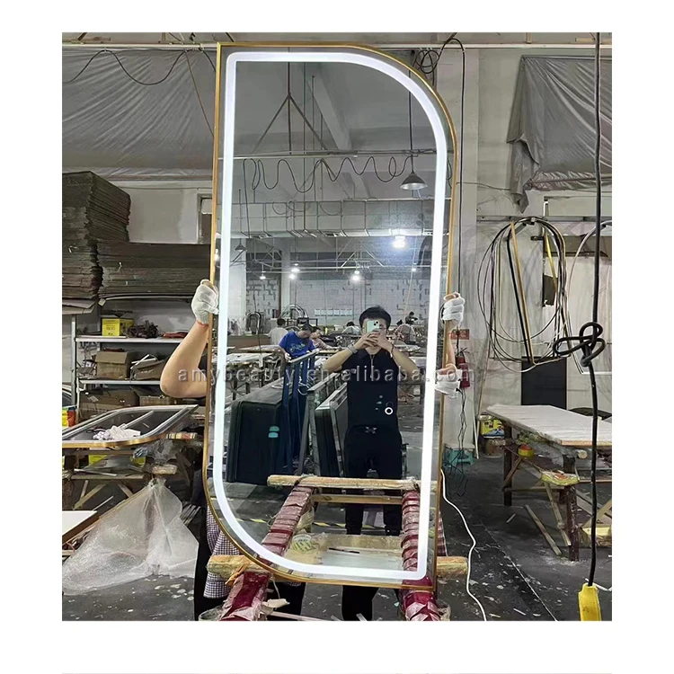 Зеркало для салона, роскошное Золотое зеркало для парикмахерской, зеркало для макияжа