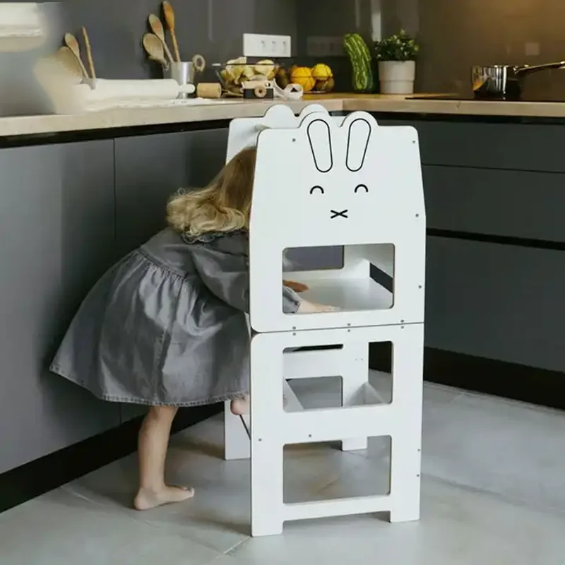 Kids Montessorri Safe Wooden Baby Kitchen Helper Children Guard Wooden Children Foldable Learning Tower For Kids