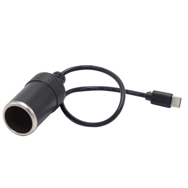 Высокое качество USB C штекер 5 В до 12 автомобильный прикуриватель розетка гнездовой преобразователь питания Тип повышающий кабель