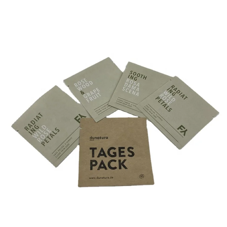 Custom printing biodegradable ziplock bag small sachet with logo printing for powder kraft paper bags for tea sample bags