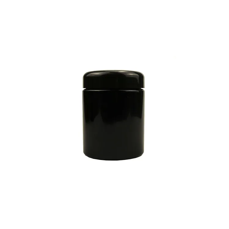 Recyclable 100ml 150ml 200ml 250g 500g UV Black Dark Violet Stash Glass Jar Herb UV Smell Proof Air Tight Storage Glass Jar