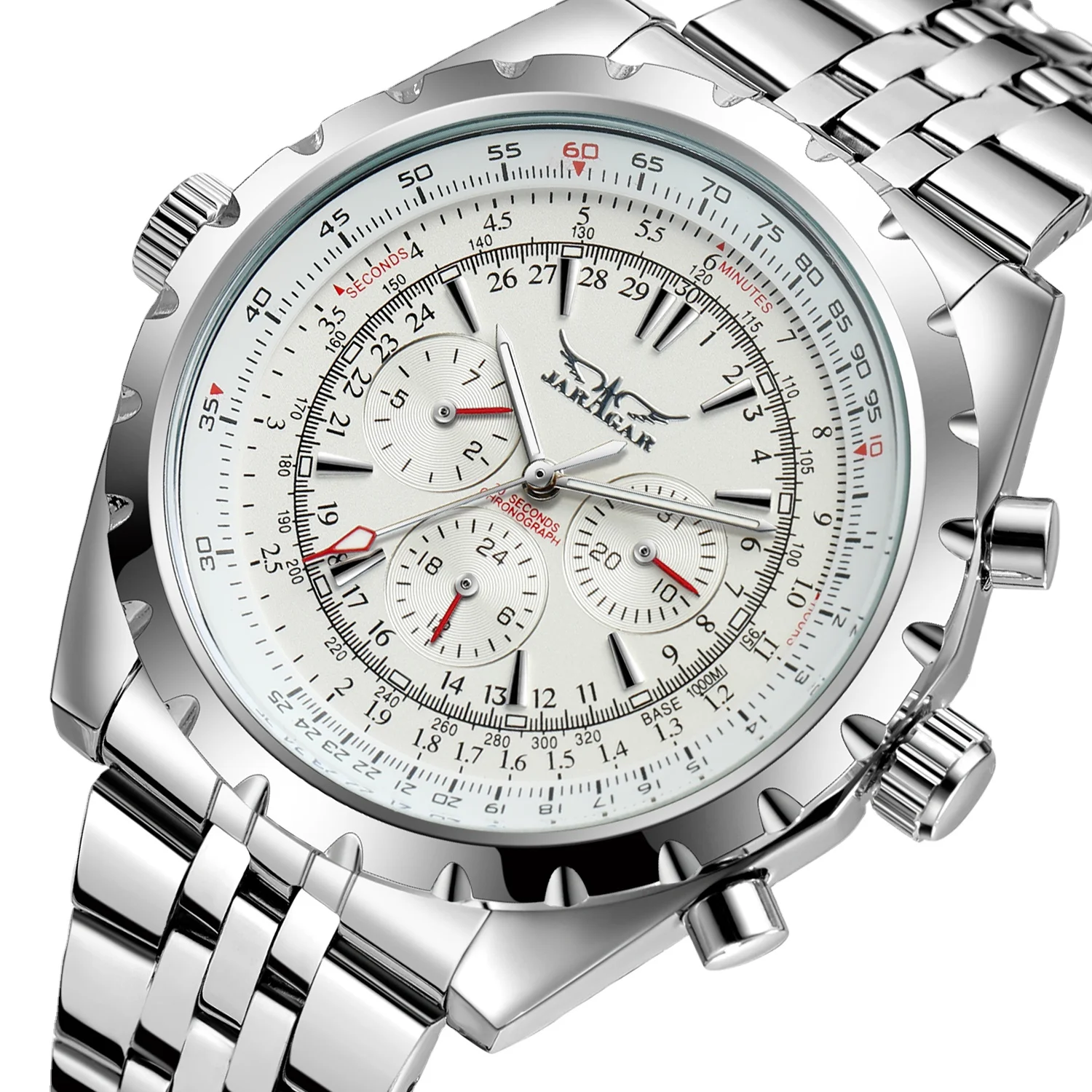JARGAR 6905 Analog Skeleton Black Dial with Stainless Steel bracelet High-end saatler automatic sports wrist watch