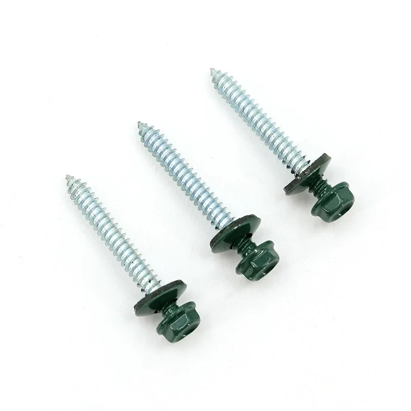 Painted Screws Factory painted hex head tapping screw EPDM washer roofing screws din6928