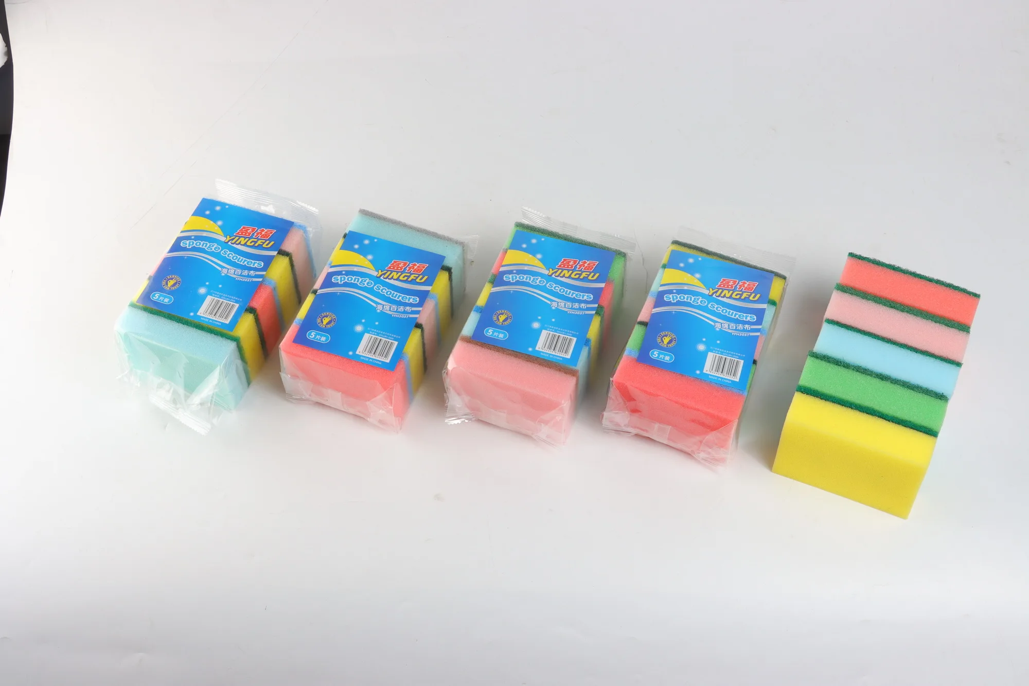 Factory Wholesale Industrial Scouring Pads Wiping Scourer Pad Washing Scrubber Kitchen Green Yellow Sponge Supplier