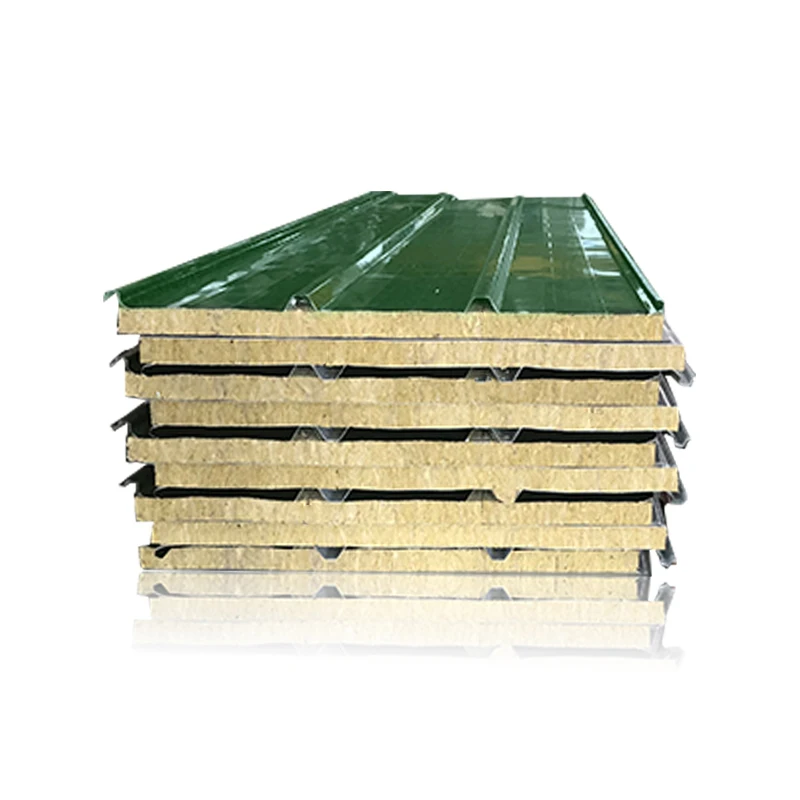 
Factory Price Easy To Install 50mm Board Buildings Insulated Rock wool Fire-Proof Sandwich Panel 