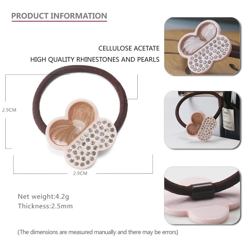 Custom Acetate Kids Hair Bands Cute Star Shape Flower Shape Elastic Hair Bands Rhinestone Steel Hair Ties