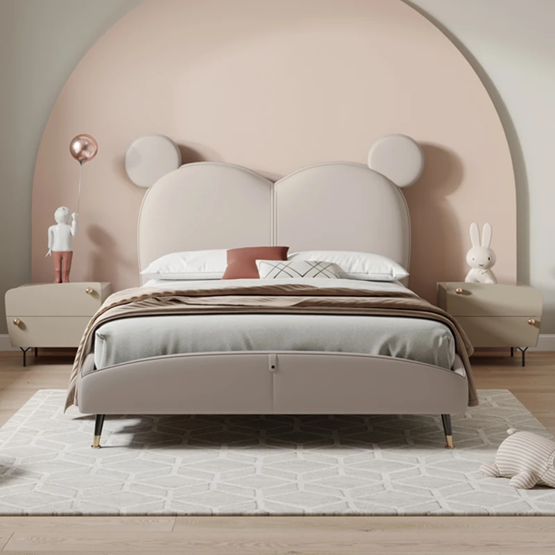 Minimalist design beds for children bedroom furniture set queen bed frame girls boy kids double bed