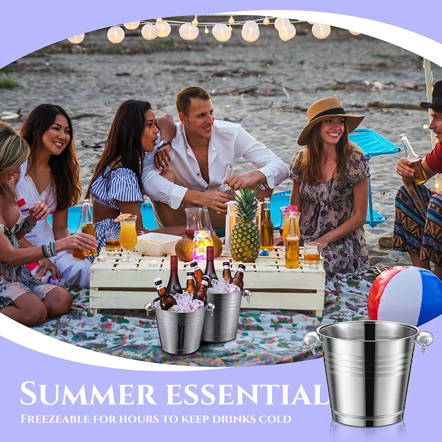 Custom Logo 6 Liter Stainless Steel 201 Metal Ice Cooler Bucket Champagne ice Buckets for party