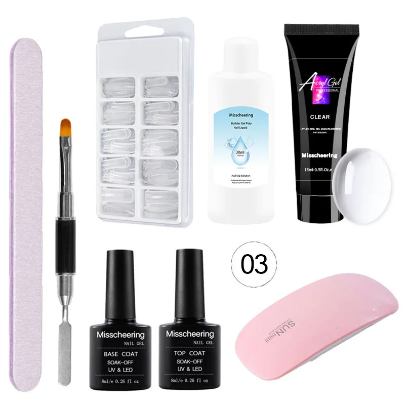 High quality gel nail polish kit with uv lamp set nail builder extensions acrylic nail kit professional for beginners
