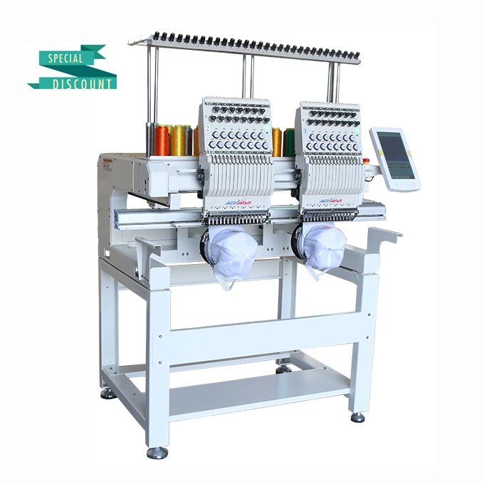 High Speed Maquina de Bordar Computerized 2 Heads T-shirt Embroidery Machine China