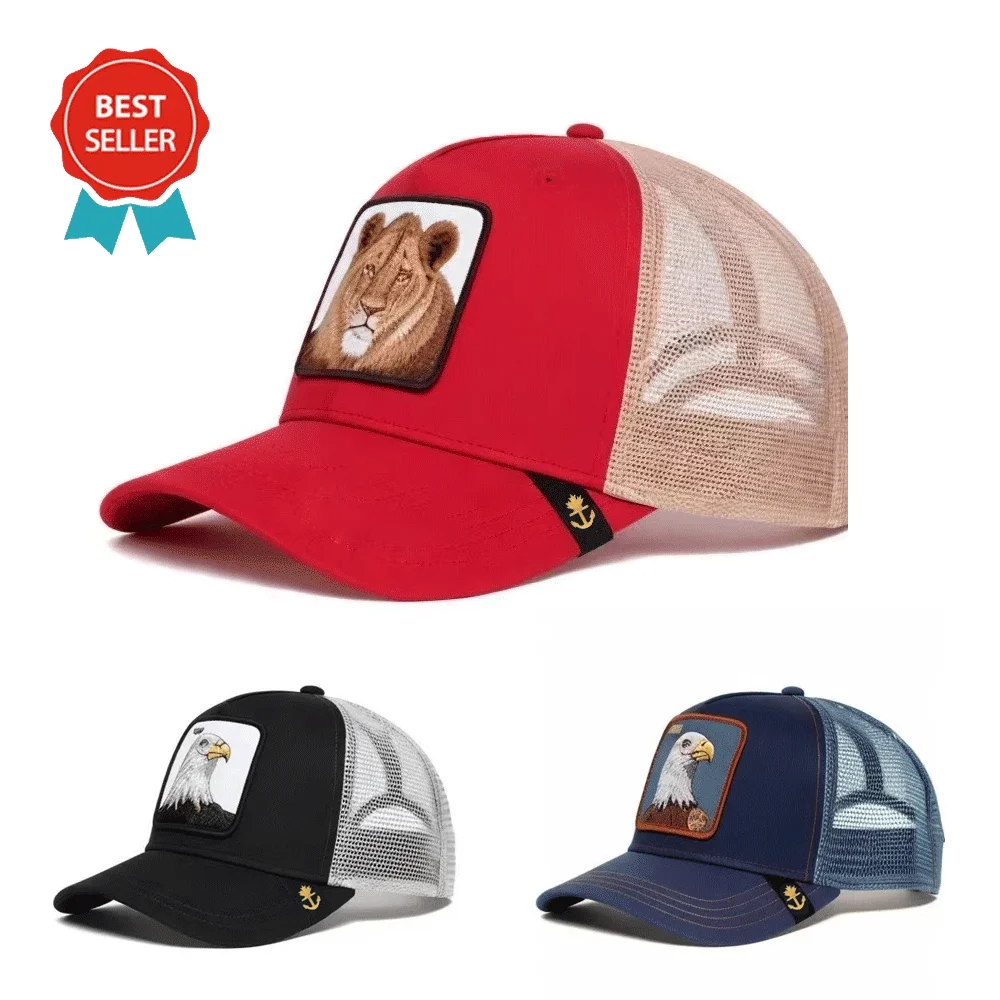 2023 Custom Logo New Arrivals Patch Embroidery  Fashion Animal Baseball Cap With Mesh Trucker Hat Caps