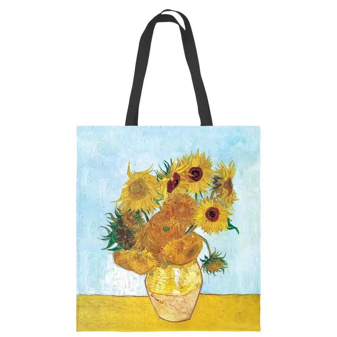 
2021 New Van Gogh Starry Sky Oil Painting Tote Bag Lady Canvas Bag Beach Bag 