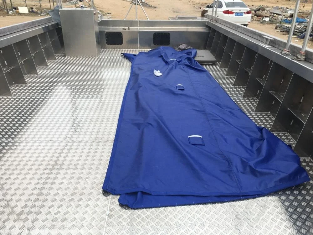 37ft aluminum landing boat for fish farm work with crane