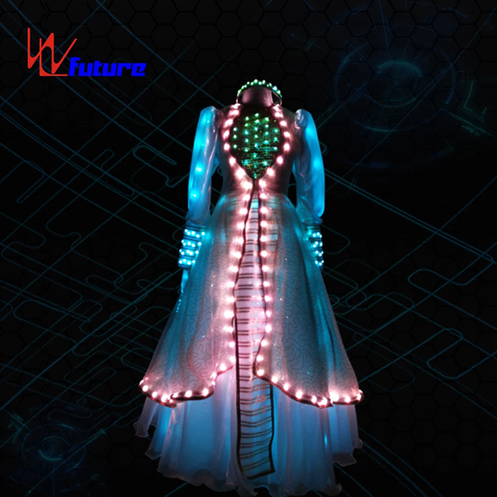 Beautiful LED Festival Clothing Exotic Dancewear for Female Dresses 1 Piece for Women Adults Luminous Performance for Ballroom