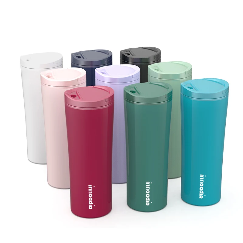 Innoadir certificate plastic tritan cups reusable drinking wine tumbler bpa free water bottle for gifts with lid