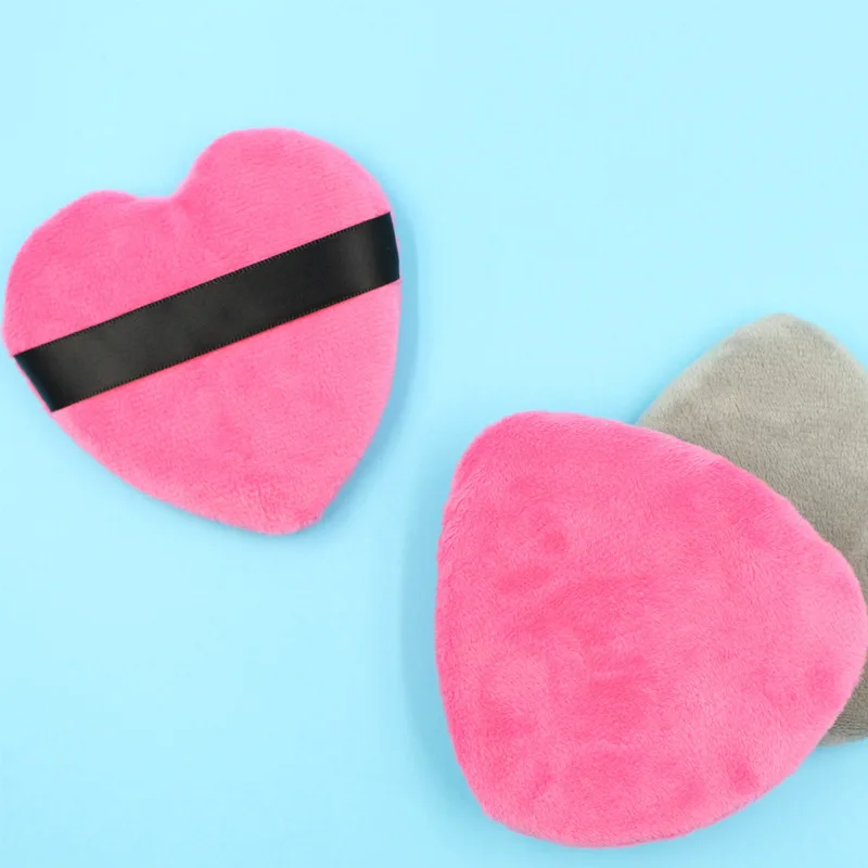 Custom logo Makeup velvet face and body white black pink shimmer powder puff setting loose powder puff pointed heart powder puff