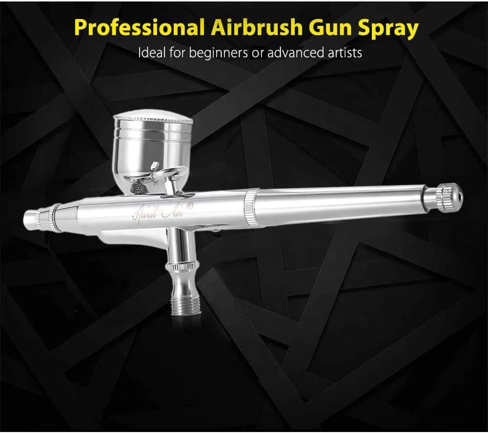 Gravity Feed Airbrush Kit, 134K 0.2mm / 0.3mm / 0.5mm Dual Action Airbrush Paint Spray Gun Set for Cake Decoration, Makeup