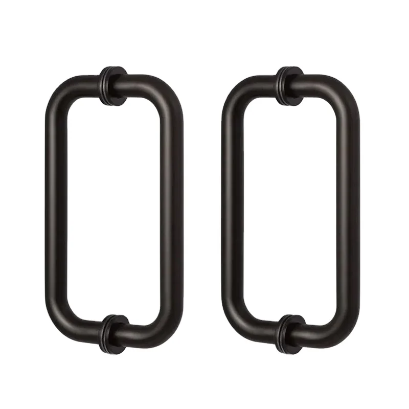 Customized Aluminum Curved Shower Door Handle Shower Sliding Door Hardware Double Sided Round Tube Glass Door Handle