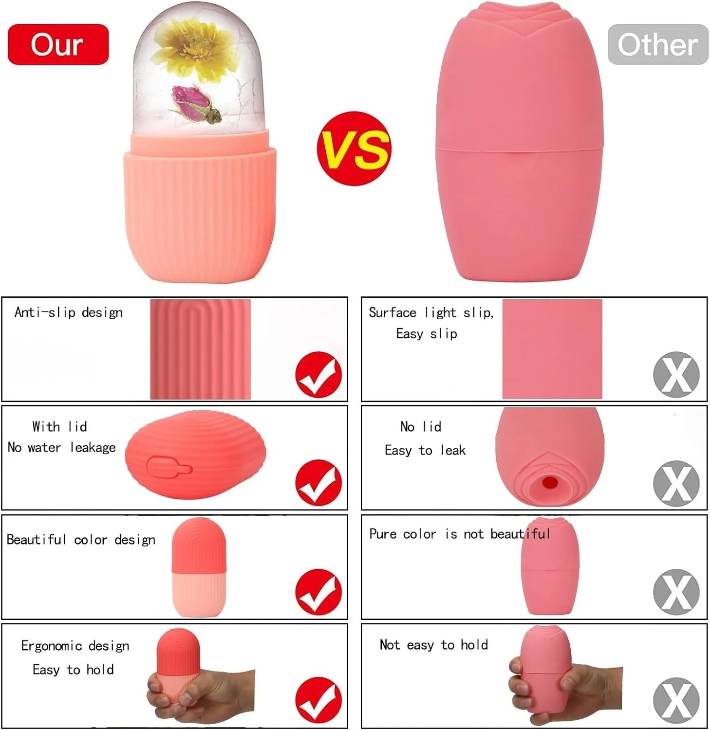 Beiqili Silicone Face Ice Cube Facial Contouring Ice Mold Roller Silicone Frozen Face Roller Massager Ice Face Roller For Beauty