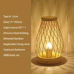 Bamboo Table Lamp,Bedroom Bedside Table Lamp,Retro Desk Lamp Reading Light Home Decor