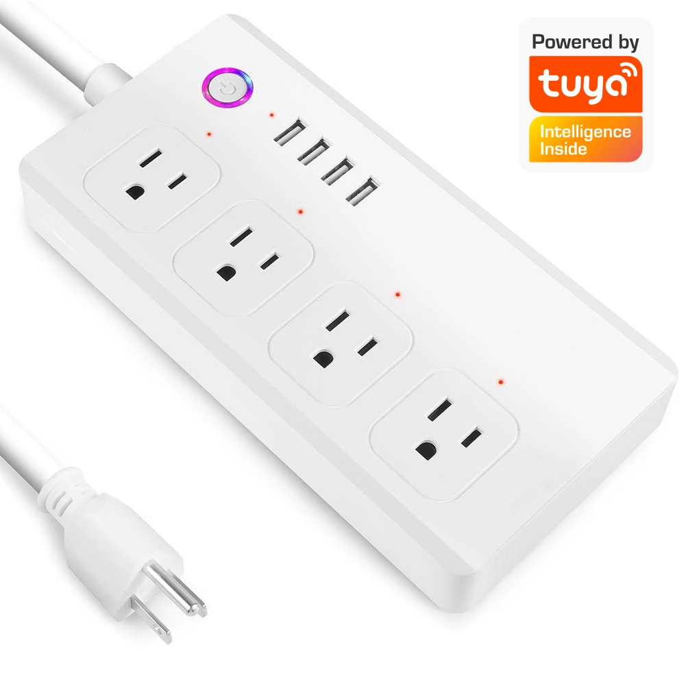 OEM WiFi Smart Power Strip Socket US Extension Cord with 4 Outlets and USB ports
